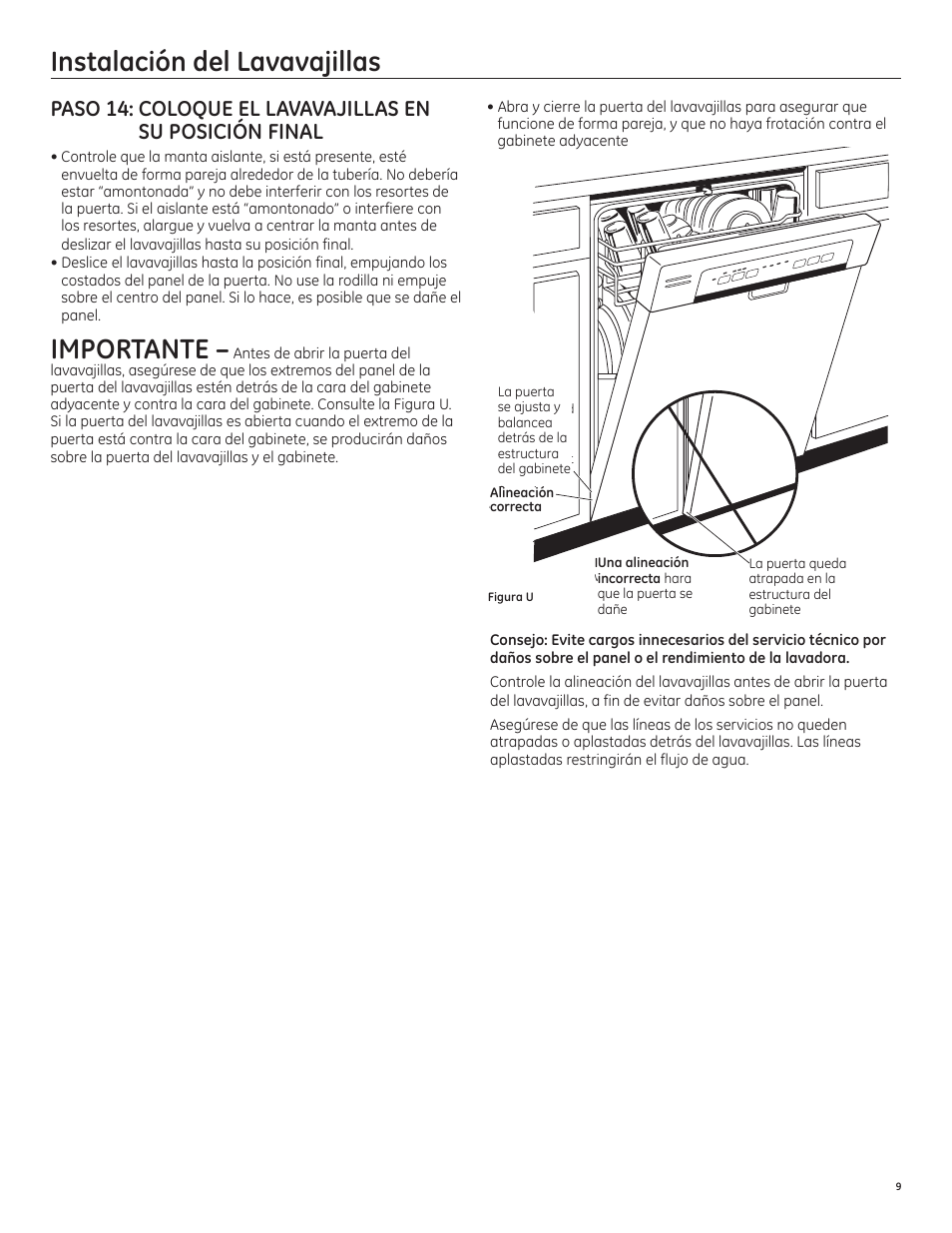 Importante, Instalación del lavavajillas | GE PDT750SSFSS User Manual | Page 41 / 48