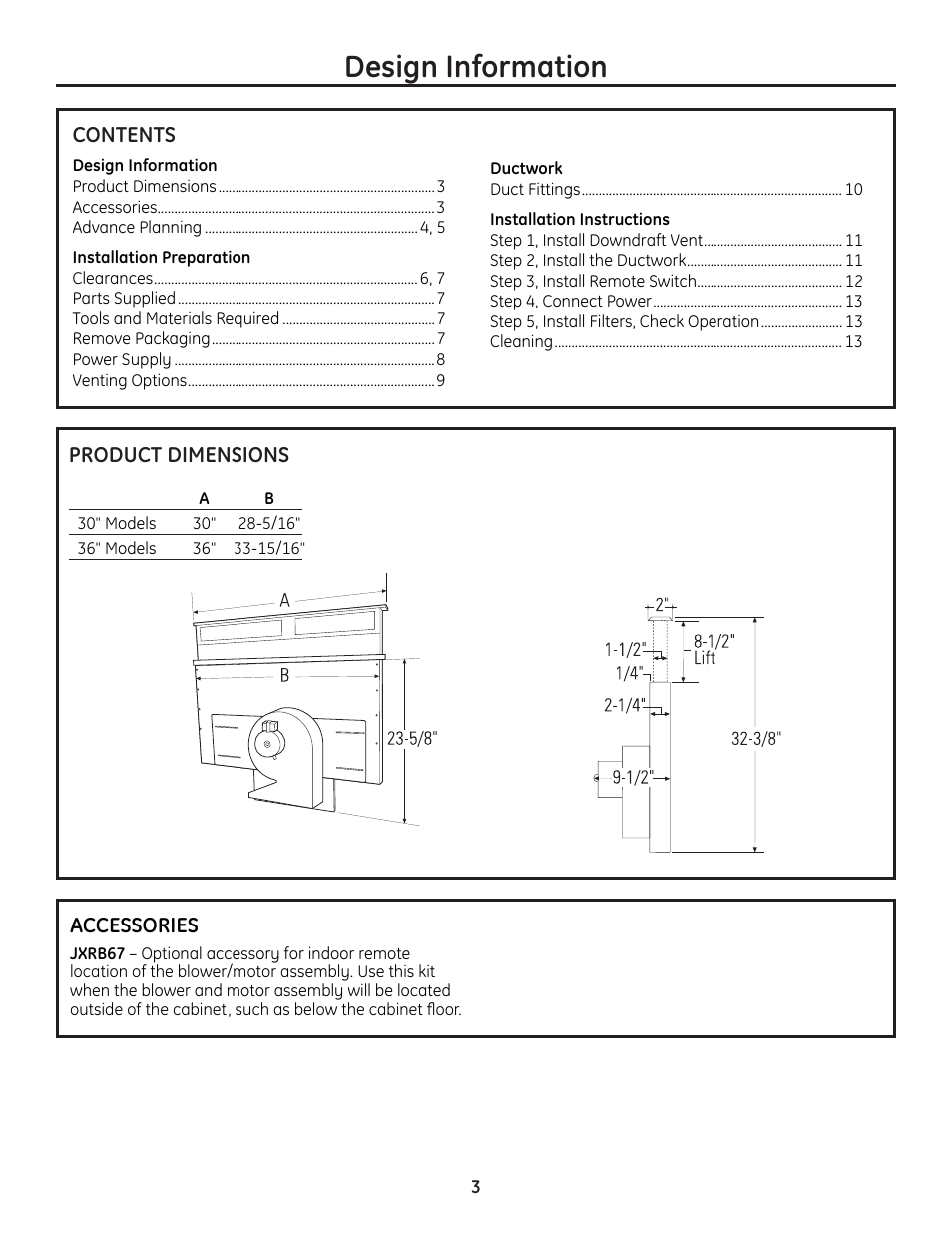 Design information | GE PVB94STSS User Manual | Page 3 / 16