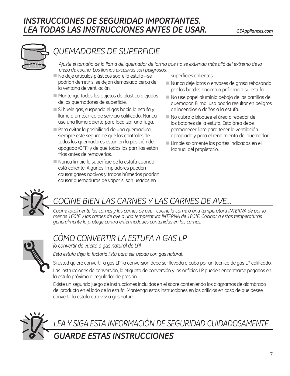 Cómo convertir la estufa a gas lp | GE PGP989SNSS User Manual | Page 43 / 72