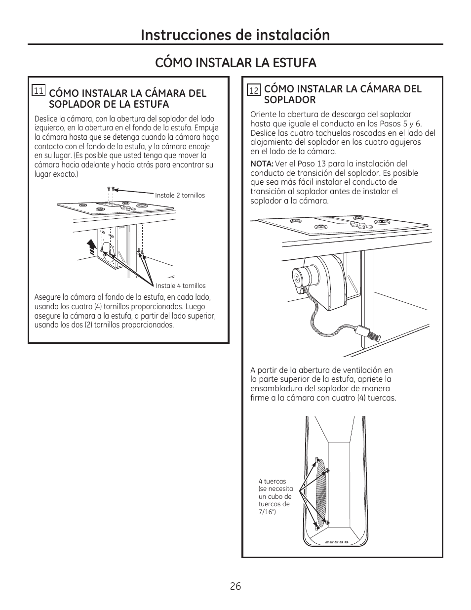 Instrucciones de instalación, Cómo instalar la estufa | GE PGP989SNSS User Manual | Page 62 / 72
