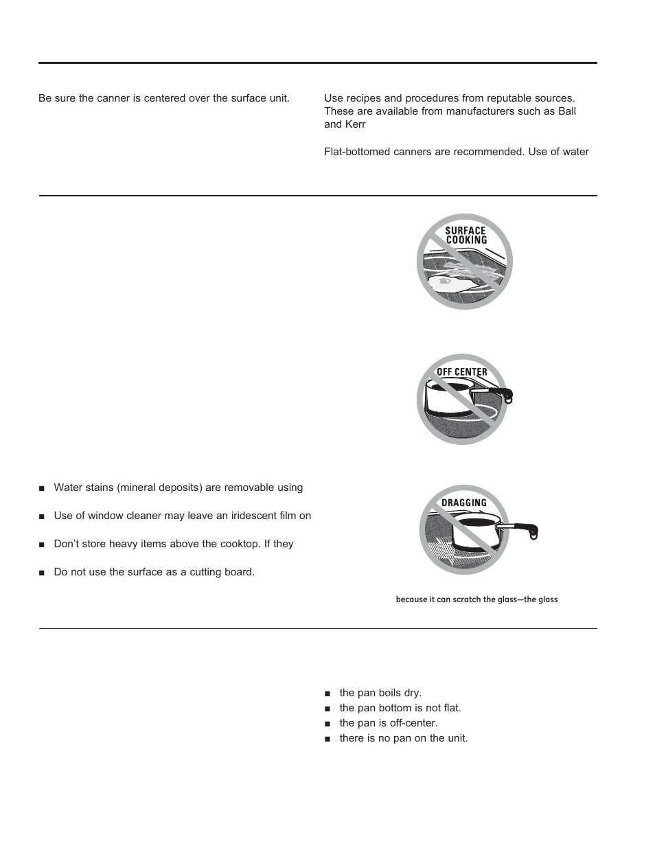 Home canning tips, Temperature limiter on radiant glass cooktops, For models with a radiant glass cooktop | GE PS920SFSS User Manual | Page 11 / 64