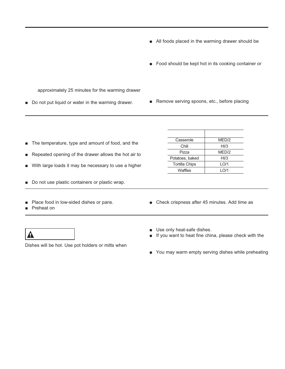 Using the range: warming draw er, Warming drawer, Caution | GE PS920SFSS User Manual | Page 22 / 64