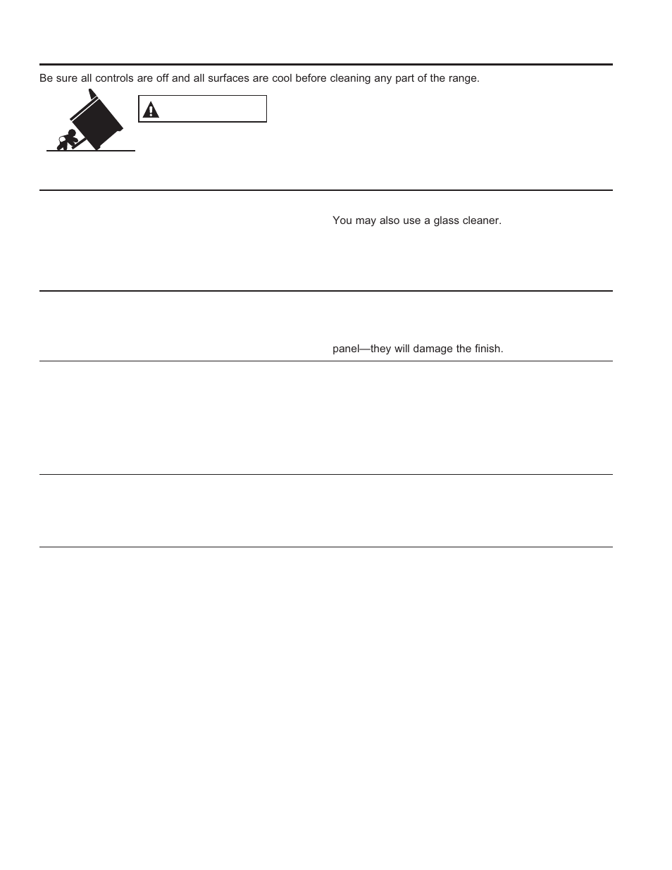 Care and cle aning: cleaning the range – exterior, Cleaning the range – exterior, Warning | GE PS920SFSS User Manual | Page 23 / 64