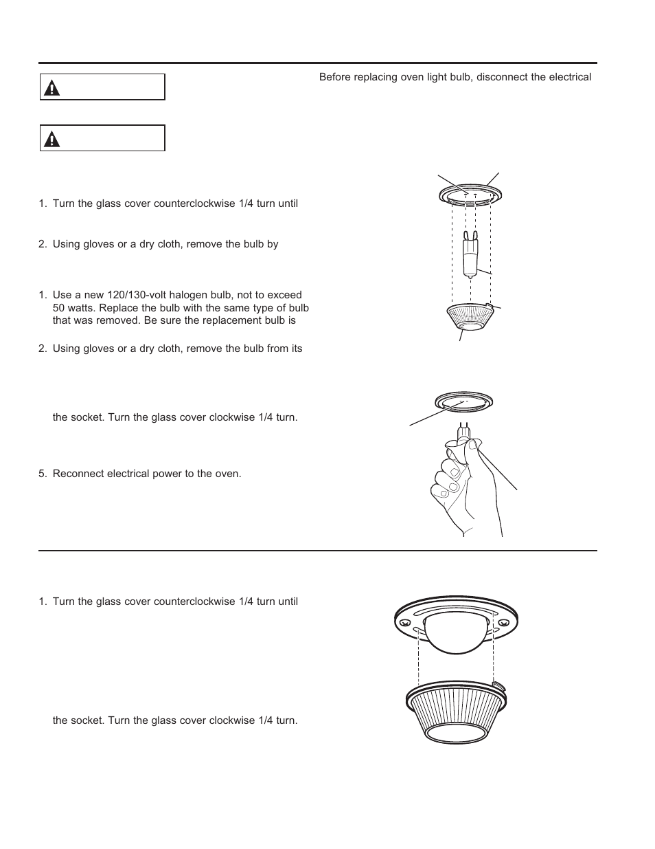 Care and cle aning: maintenance, Maintenance, Warning | Caution, Oven light replacement (on some models) | GE PS920SFSS User Manual | Page 27 / 64
