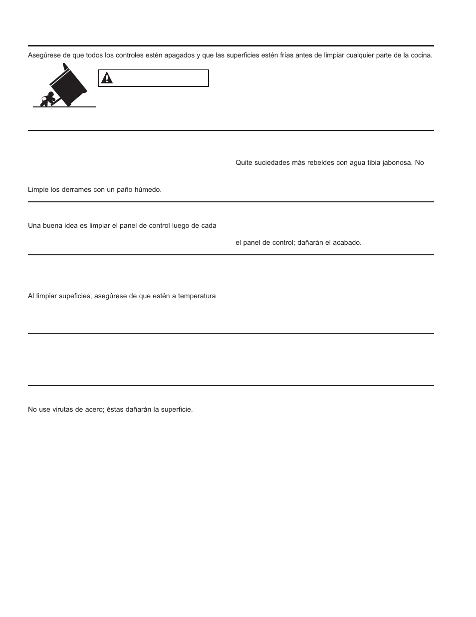 Limpieza de la cocina - exterior, Advertencia | GE PS920SFSS User Manual | Page 55 / 64