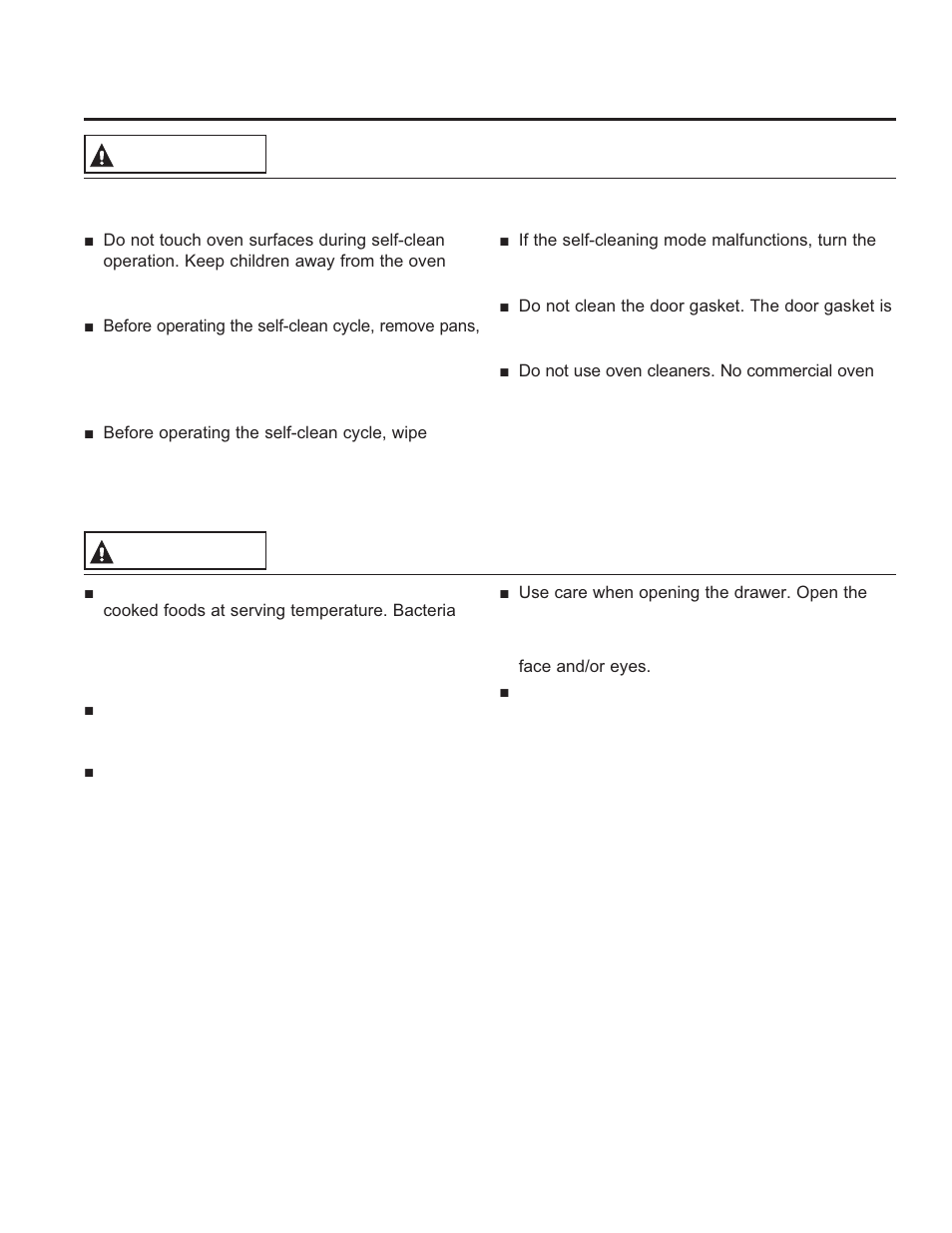 Safe ty informa tion, Self-cleaning oven safety instructions, Warning | Warming drawer safety instructions | GE PS920SFSS User Manual | Page 6 / 64