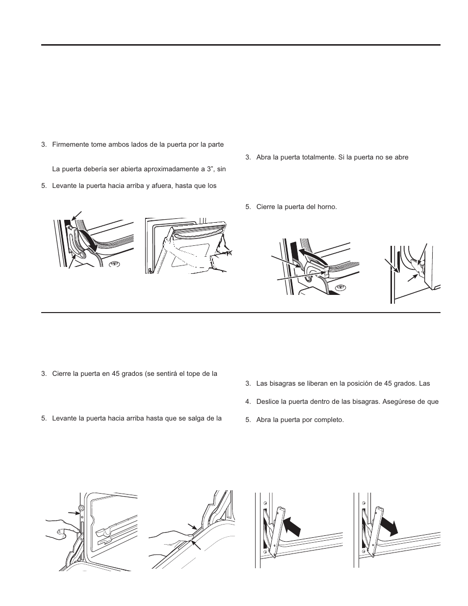 Cuidado y limpieza: mantenimiento, Mantenimiento (continúa), Puerta del horno simple/ inferior desmontable | Puerta del horno superior desmontable | GE PS920SFSS User Manual | Page 60 / 64