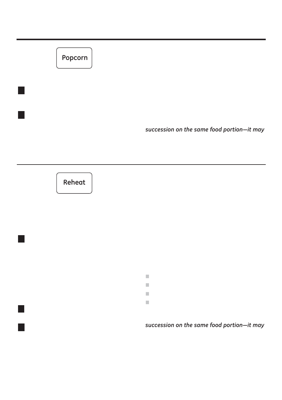 About the convenience features, Popcorn, Reheat | GE JNM3161RFSS User Manual | Page 15 / 56