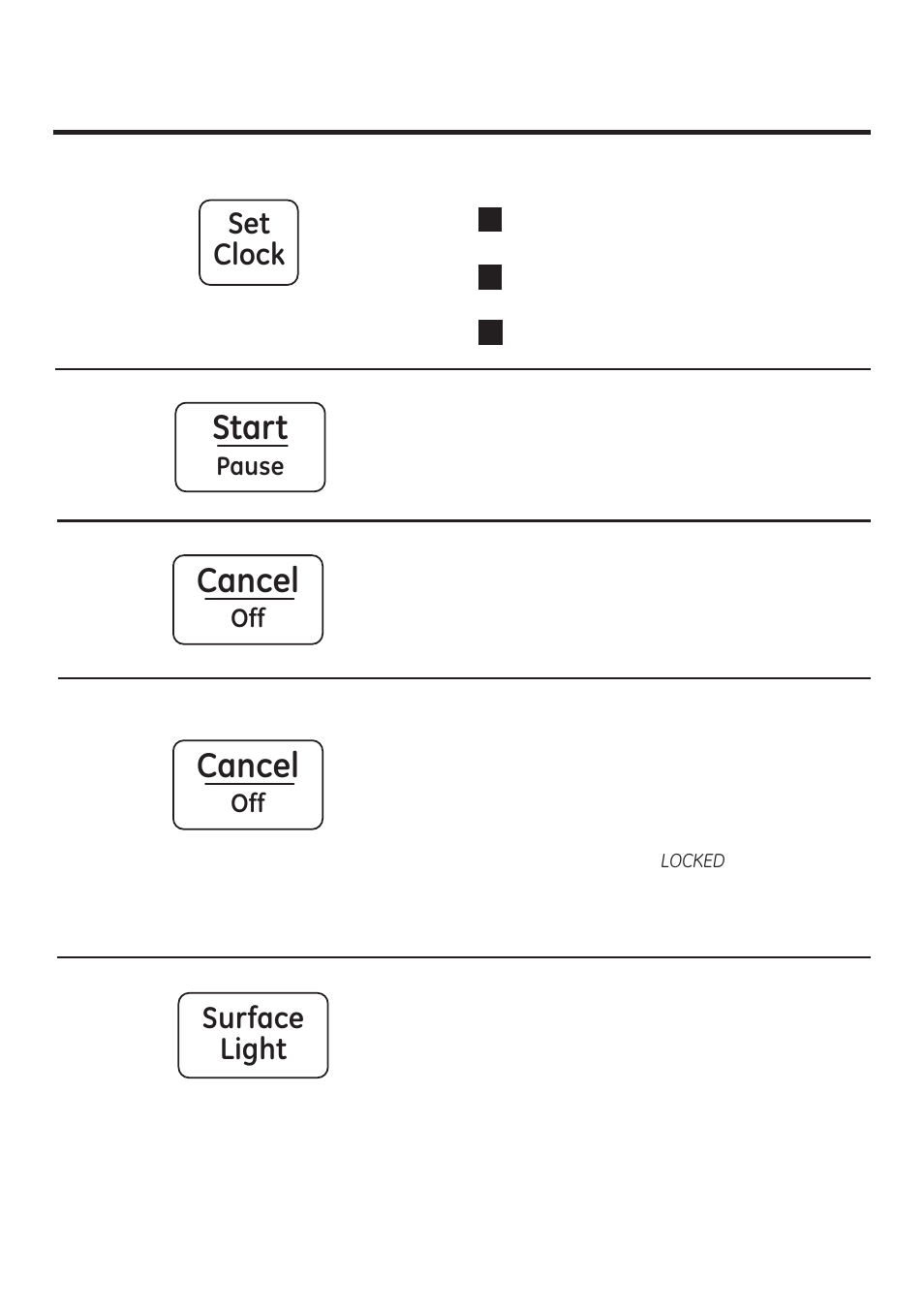 About the other features, Start, Cancel | Set clock, Surface light | GE JNM3161RFSS User Manual | Page 18 / 56
