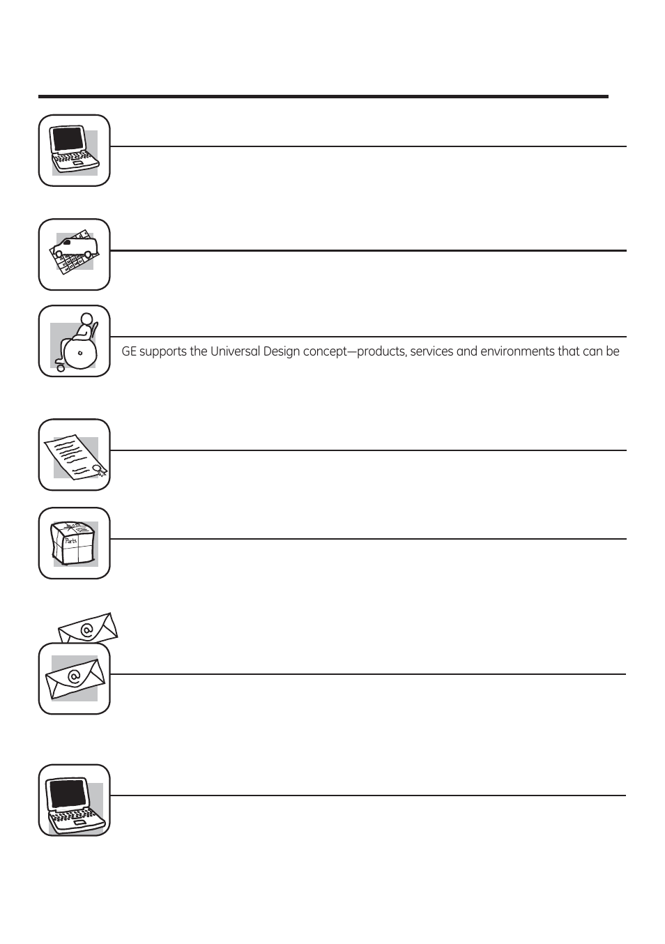 Ge appliances website, Real life design studio, Contact us | Consumer support. parts and accessories, Register your appliance, Schedule service, Extended warranties | GE JNM3161RFSS User Manual | Page 28 / 56