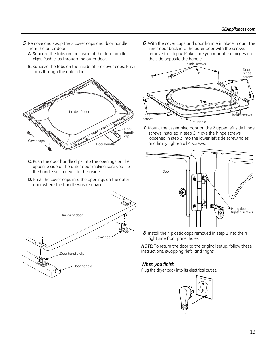 When you finish | GE GTDS825GDMC User Manual | Page 13 / 36