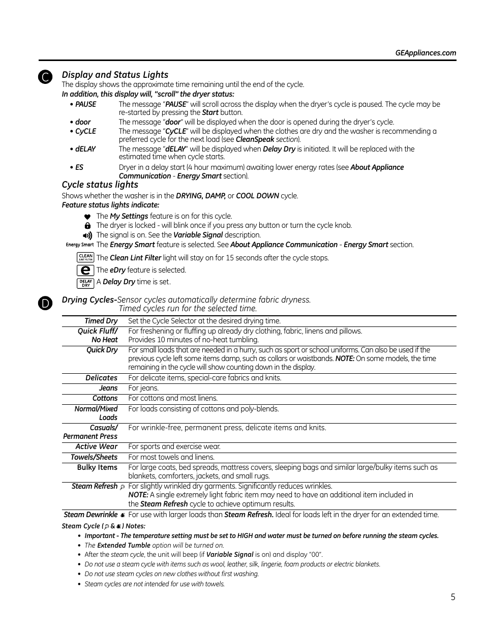 GE GTDS825GDMC User Manual | Page 5 / 36