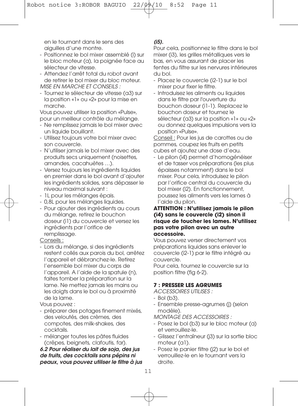 Moulinex MASTERCHEF 5000 FP518G User Manual | Page 11 / 96