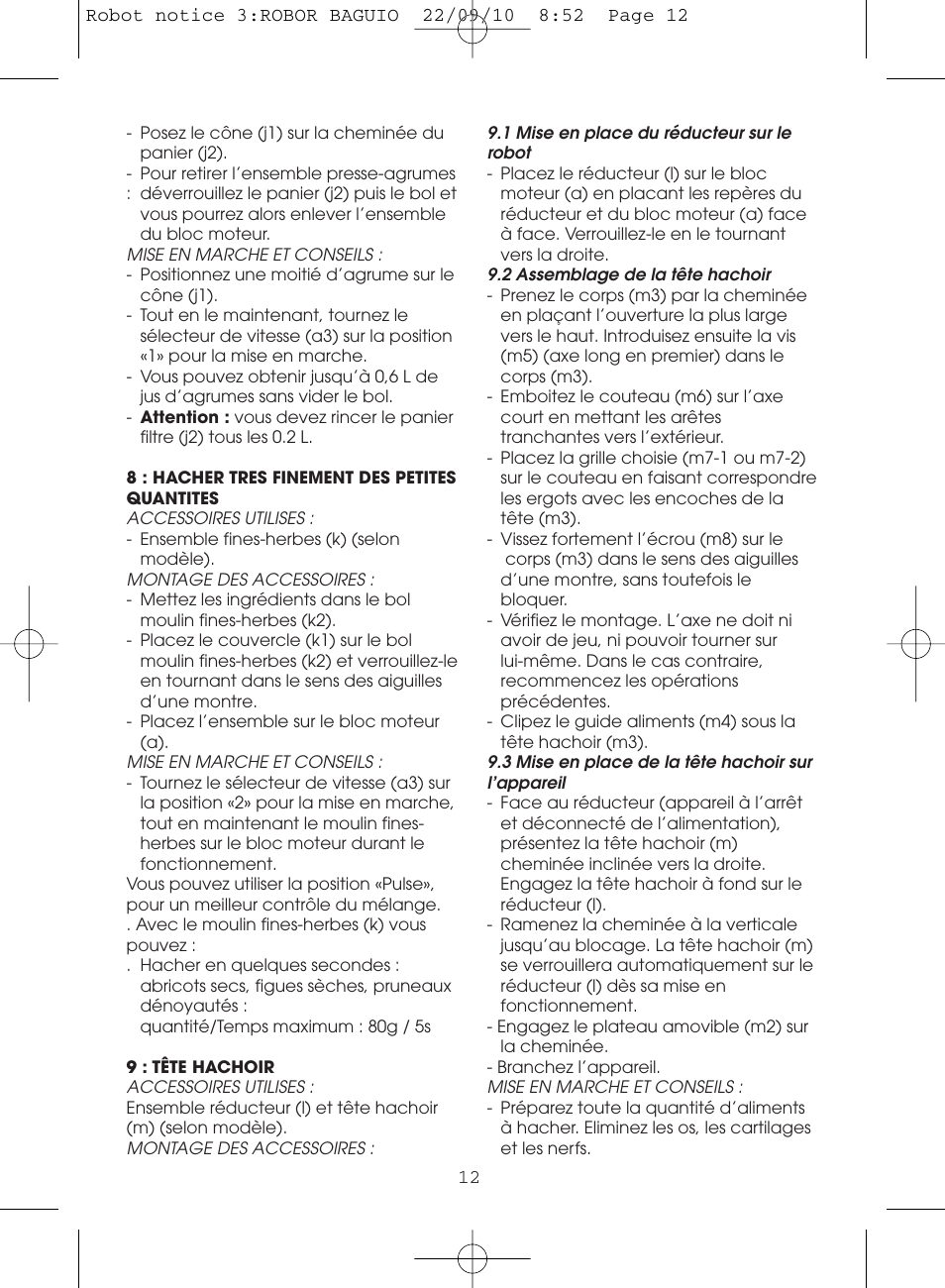 Moulinex MASTERCHEF 5000 FP518G User Manual | Page 12 / 96