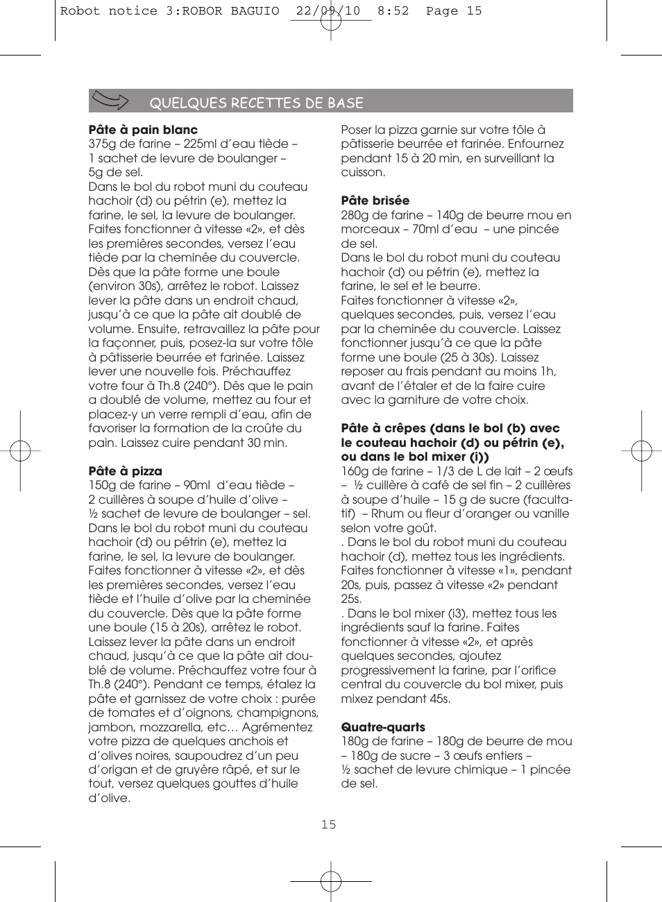 Moulinex MASTERCHEF 5000 FP518G User Manual | Page 15 / 96