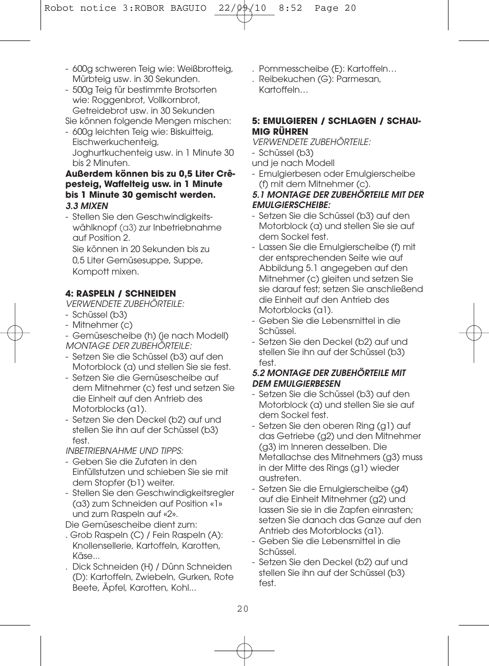Moulinex MASTERCHEF 5000 FP518G User Manual | Page 20 / 96