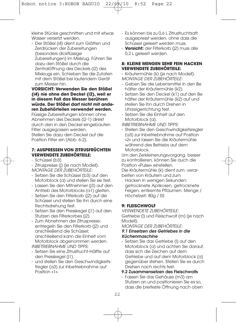 Moulinex MASTERCHEF 5000 FP518G User Manual | Page 22 / 96