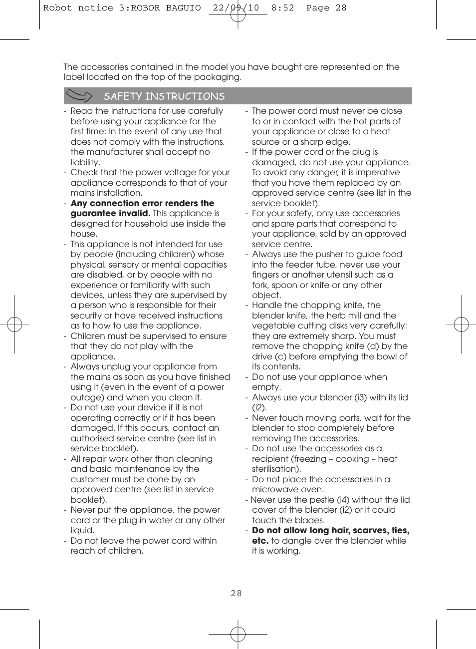 Moulinex MASTERCHEF 5000 FP518G User Manual | Page 28 / 96