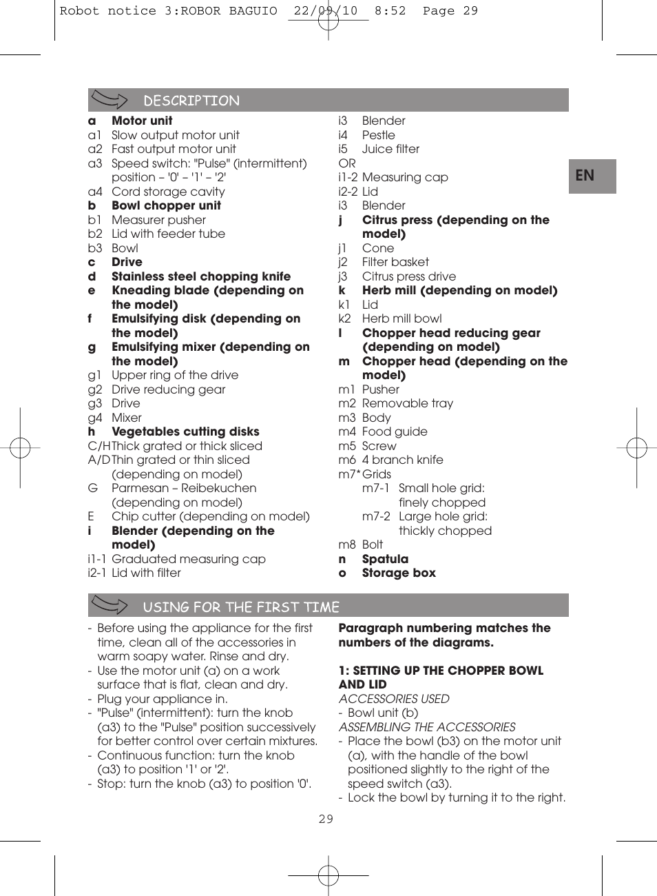 Moulinex MASTERCHEF 5000 FP518G User Manual | Page 29 / 96