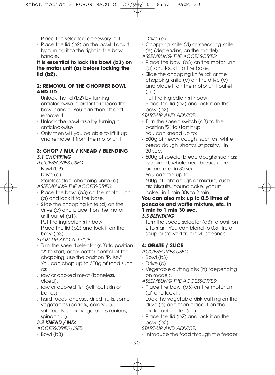 Moulinex MASTERCHEF 5000 FP518G User Manual | Page 30 / 96