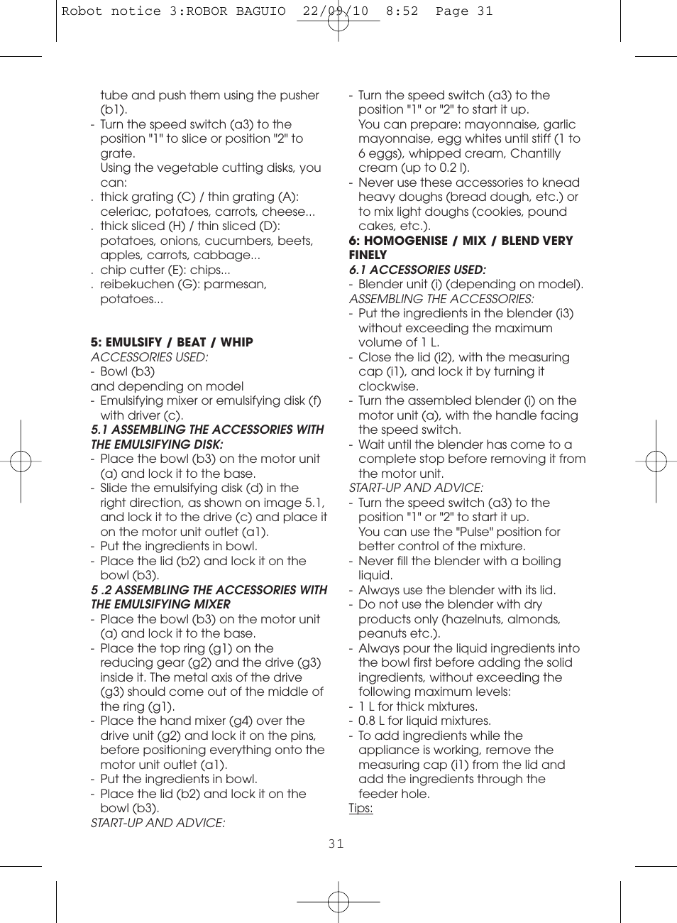 Moulinex MASTERCHEF 5000 FP518G User Manual | Page 31 / 96