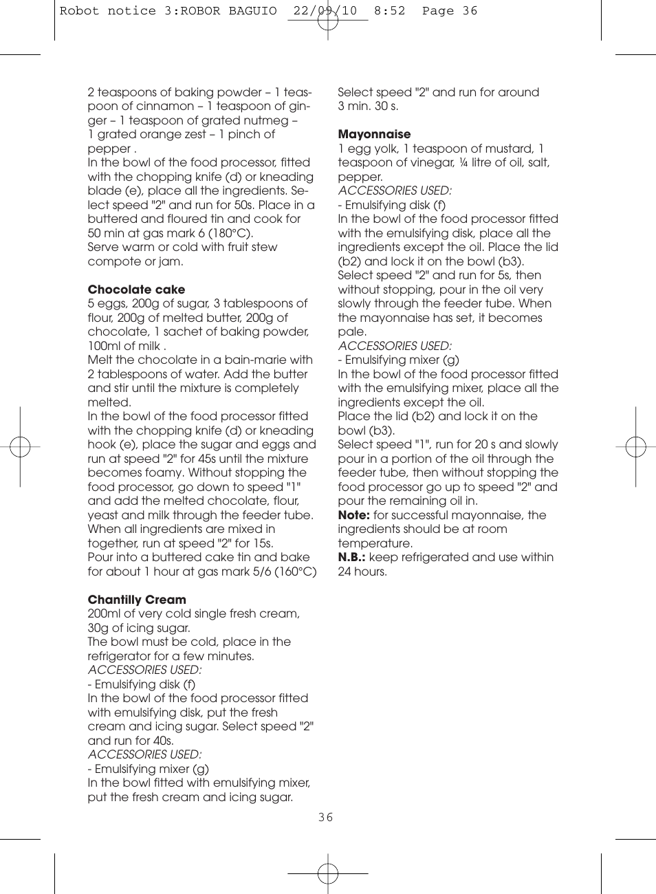 Moulinex MASTERCHEF 5000 FP518G User Manual | Page 36 / 96