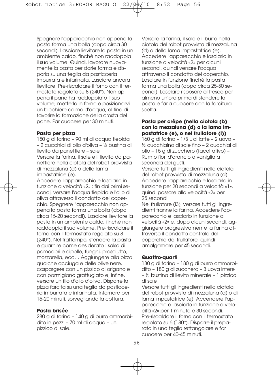 Moulinex MASTERCHEF 5000 FP518G User Manual | Page 56 / 96