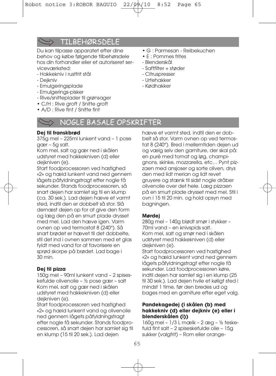 Moulinex MASTERCHEF 5000 FP518G User Manual | Page 65 / 96