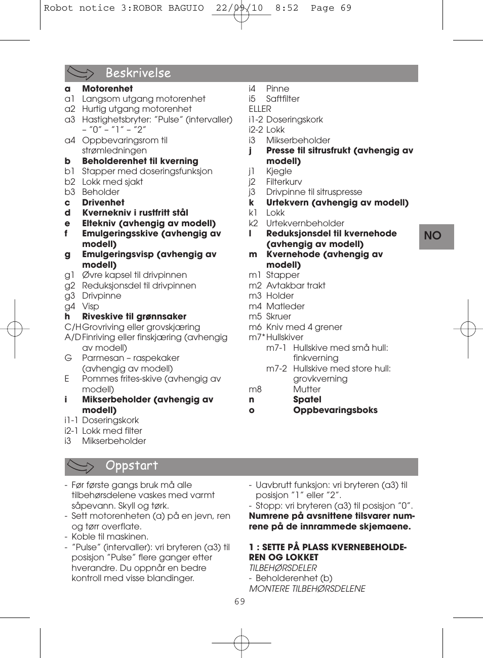 Moulinex MASTERCHEF 5000 FP518G User Manual | Page 69 / 96