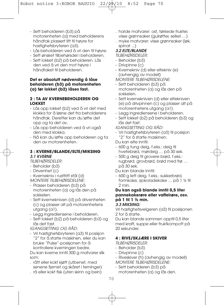 Moulinex MASTERCHEF 5000 FP518G User Manual | Page 70 / 96