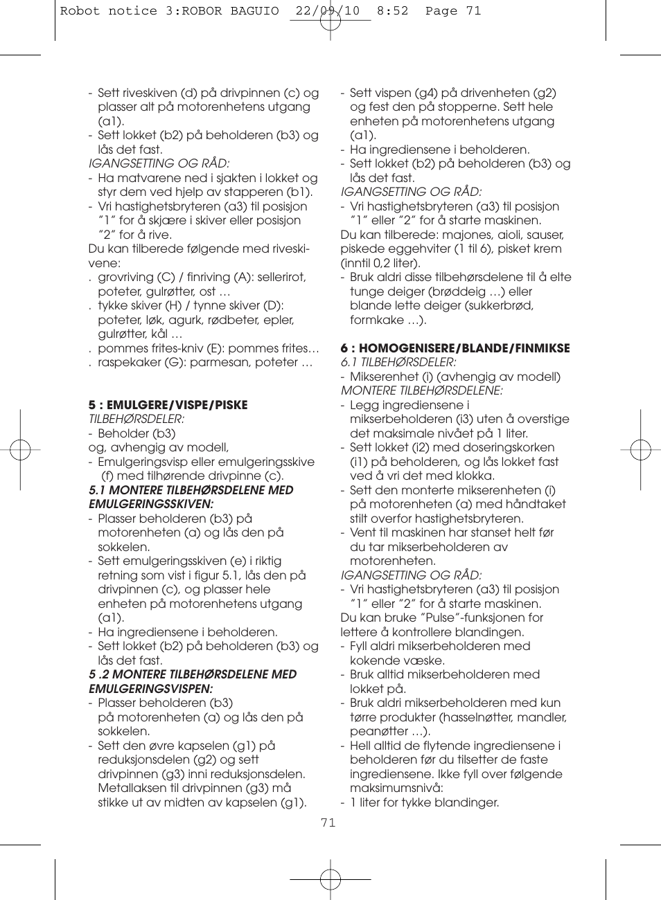 Moulinex MASTERCHEF 5000 FP518G User Manual | Page 71 / 96