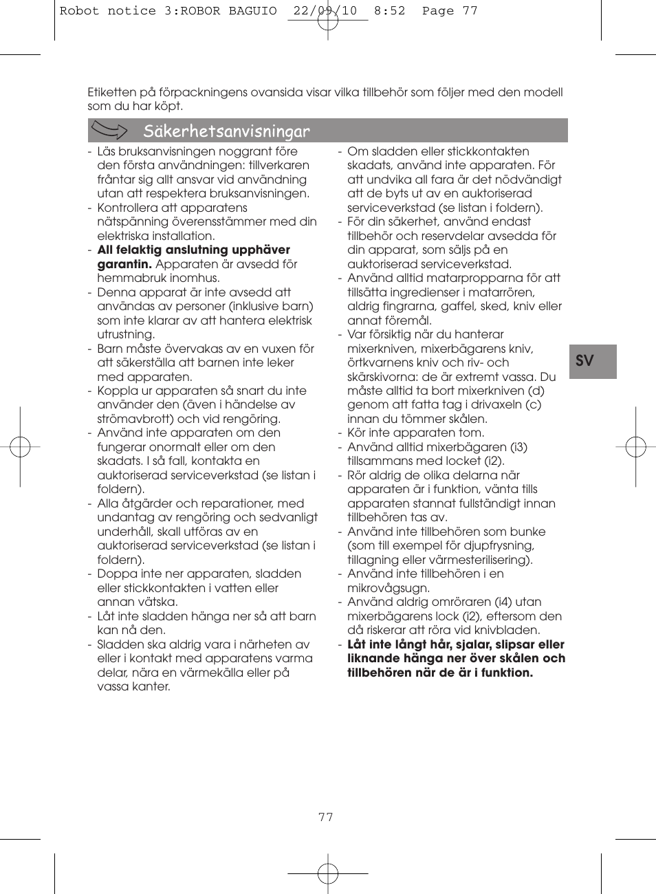 Moulinex MASTERCHEF 5000 FP518G User Manual | Page 77 / 96
