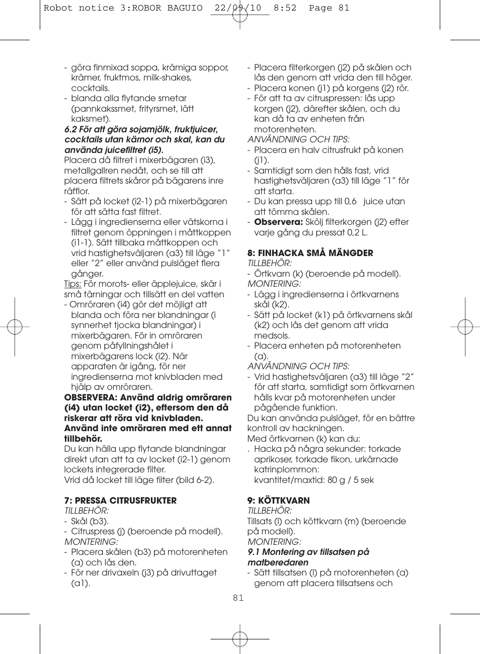 Moulinex MASTERCHEF 5000 FP518G User Manual | Page 81 / 96
