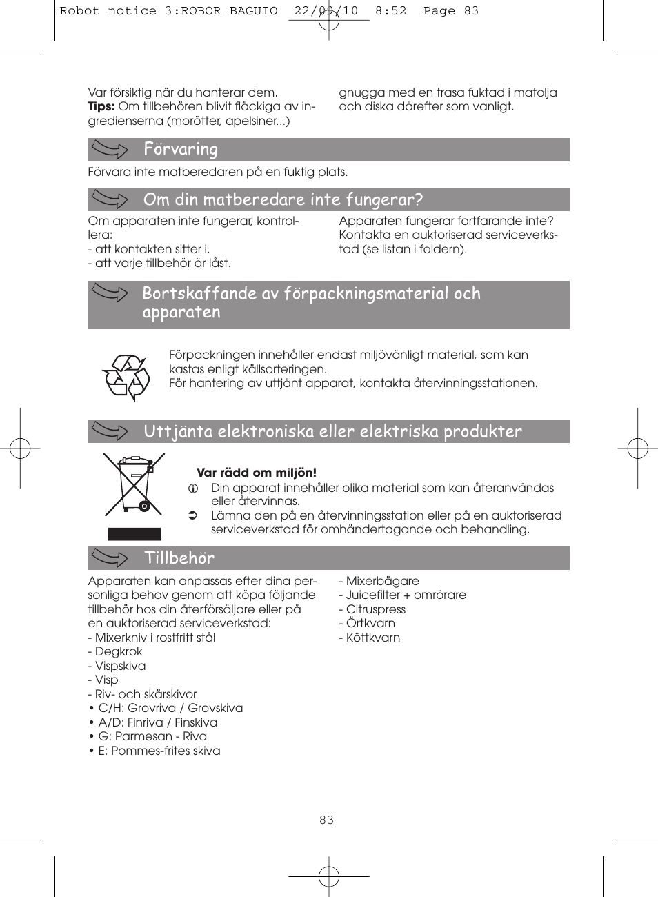Moulinex MASTERCHEF 5000 FP518G User Manual | Page 83 / 96