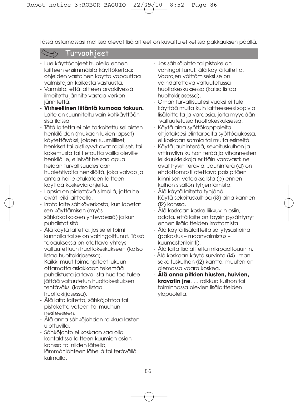 Moulinex MASTERCHEF 5000 FP518G User Manual | Page 86 / 96
