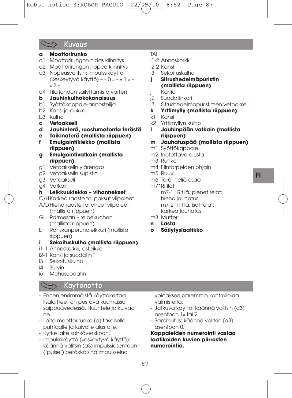 Moulinex MASTERCHEF 5000 FP518G User Manual | Page 87 / 96