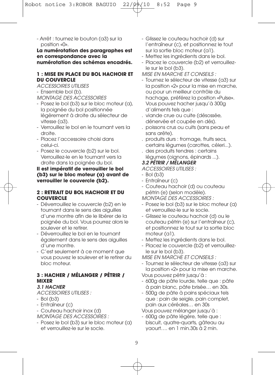 Moulinex MASTERCHEF 5000 FP518G User Manual | Page 9 / 96