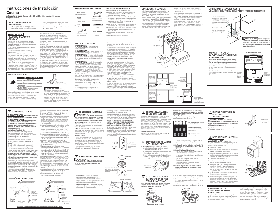 Instrucciones de instalación cocina | GE JGBS60DEFWW User Manual | Page 2 / 2