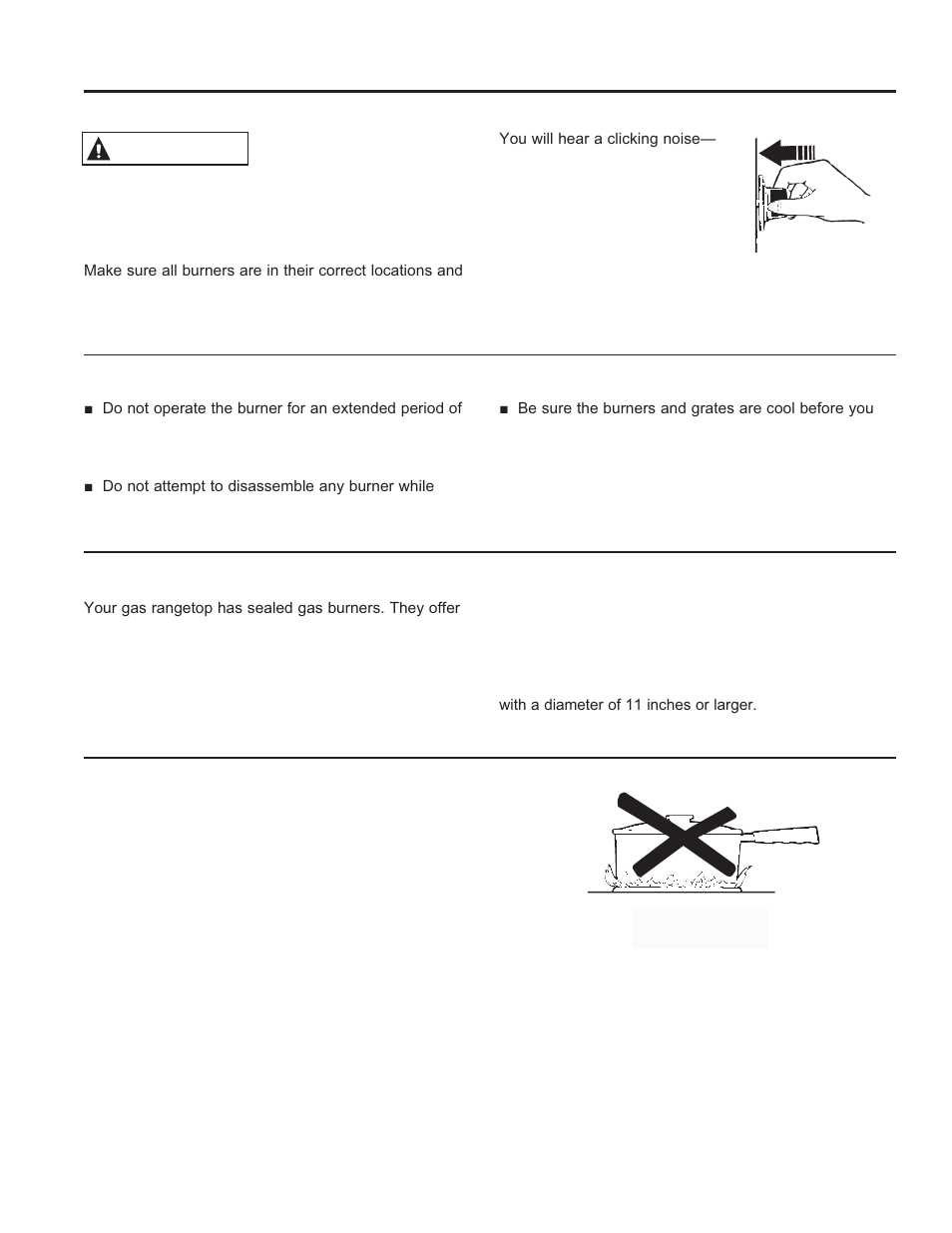 Using the c ook to p: su rface burners, Surface burners, Warning | GE P2B940DEFWW User Manual | Page 10 / 64