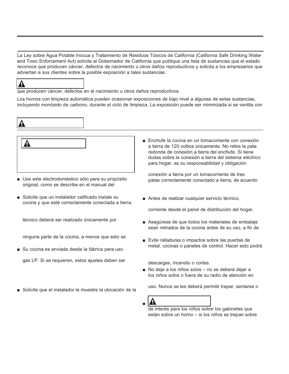 Informa ción de segurid ad, Guarde estas instrucciones, Advertencia | Precaución, Instrucciones generales de seguridad | GE P2B940DEFWW User Manual | Page 35 / 64