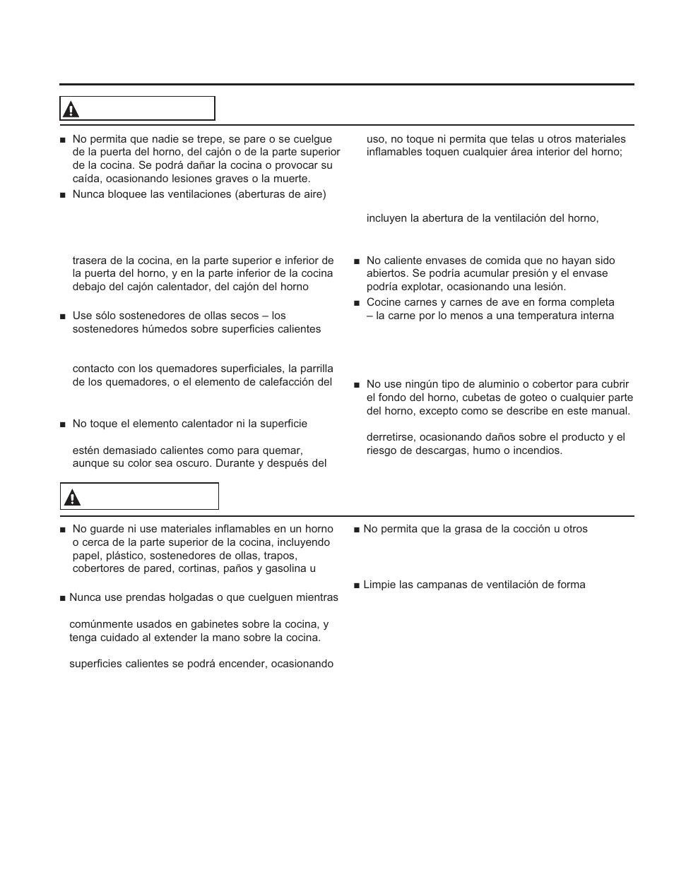 Informa ción de segurid ad, Guarde estas instrucciones, Advertencia | GE P2B940DEFWW User Manual | Page 36 / 64