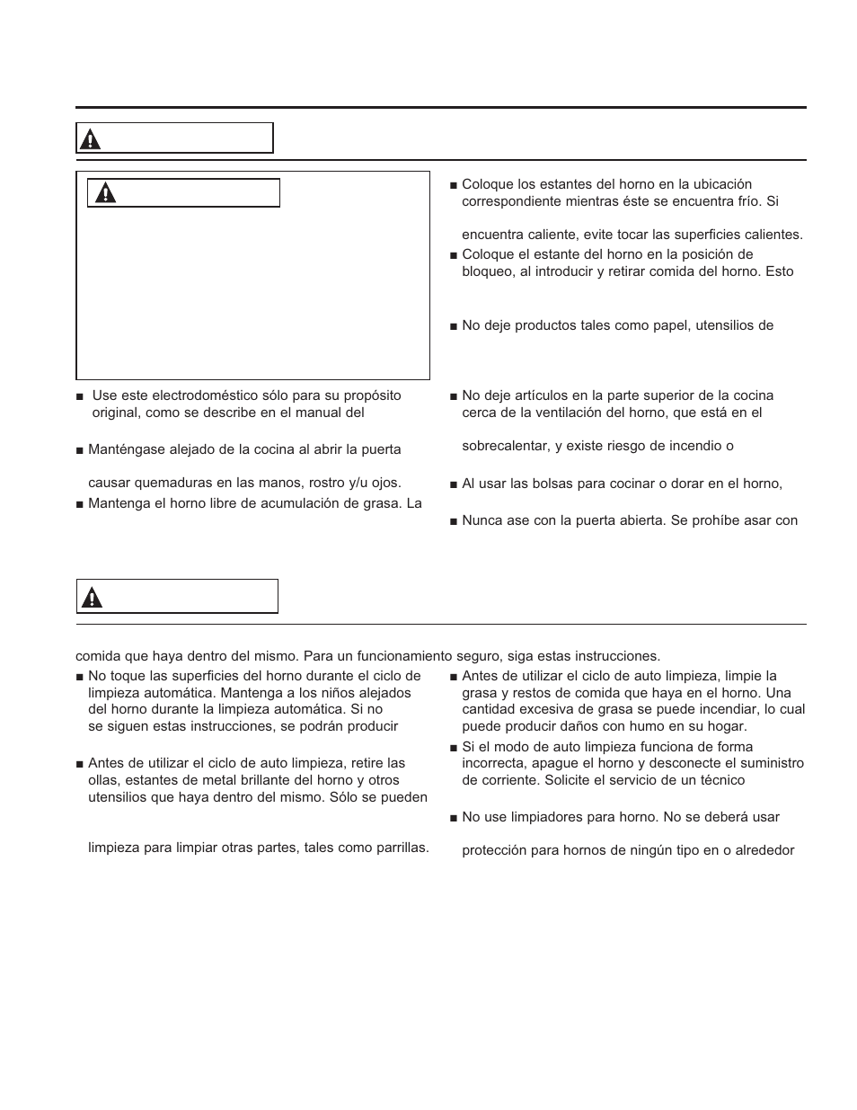 Informa ción de segurid ad, Advertencia, Instrucciones de seguridad advertencia | GE P2B940DEFWW User Manual | Page 38 / 64