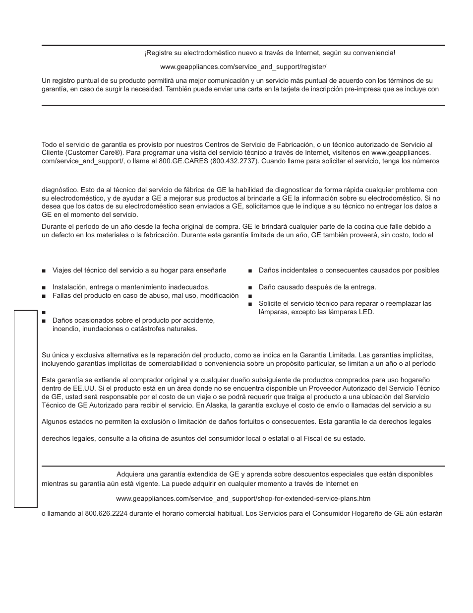 Garantía, Garantía de la cocina eléctrica de ge | GE P2B940DEFWW User Manual | Page 40 / 64