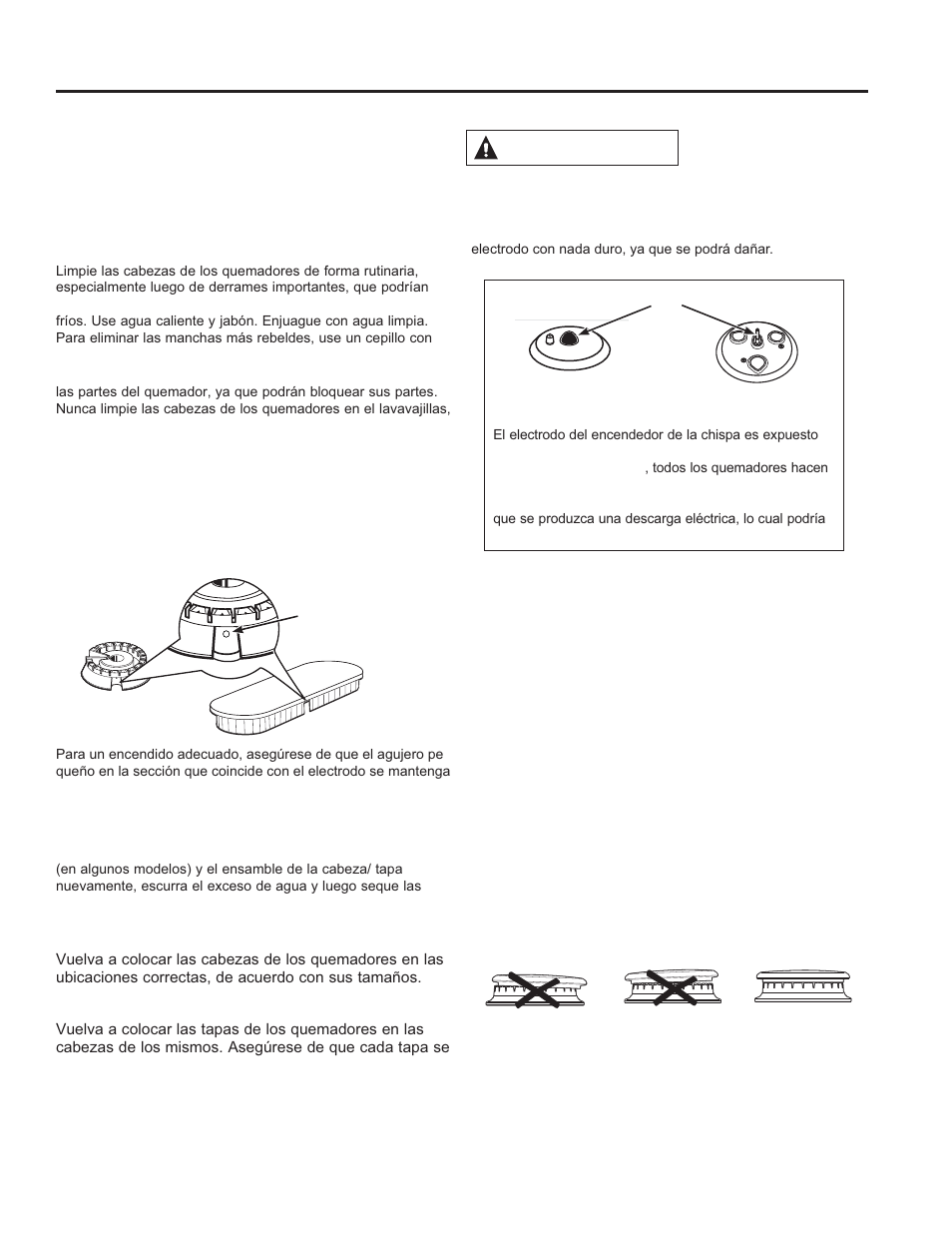 Cuid ado y limpieza, Limpieza de la placa de cocción (continúa), Limpieza de la placa de cocción | Precaución | GE P2B940DEFWW User Manual | Page 57 / 64