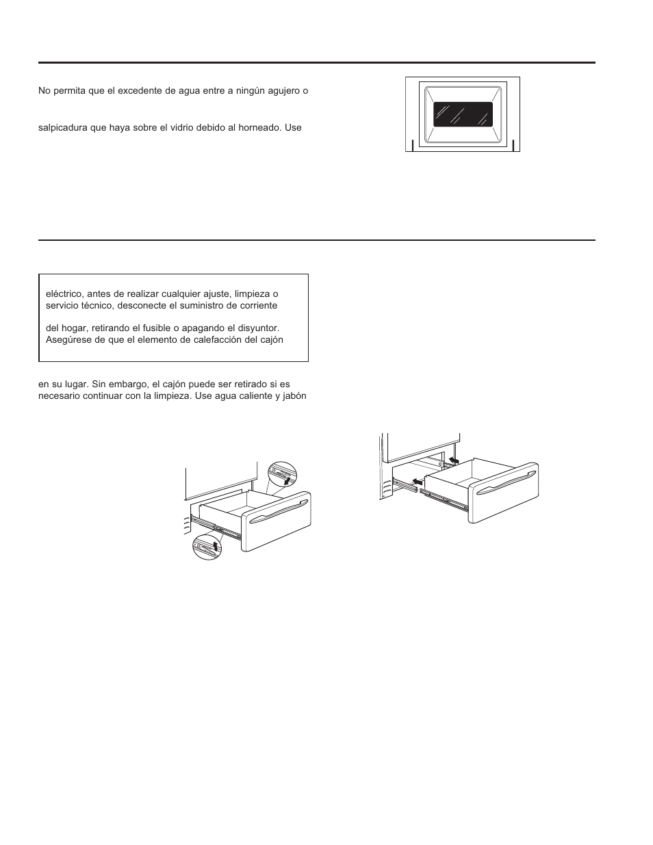 Limpieza de la puerta y el cajón | GE P2B940DEFWW User Manual | Page 59 / 64