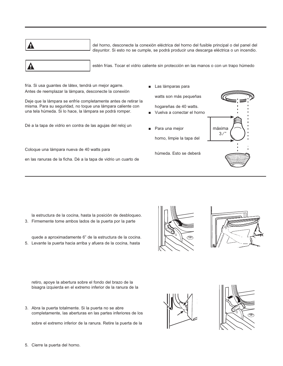 Cuid ado y limpieza : mantenimiento, Mantenimiento, Advertencia precaución | GE P2B940DEFWW User Manual | Page 60 / 64