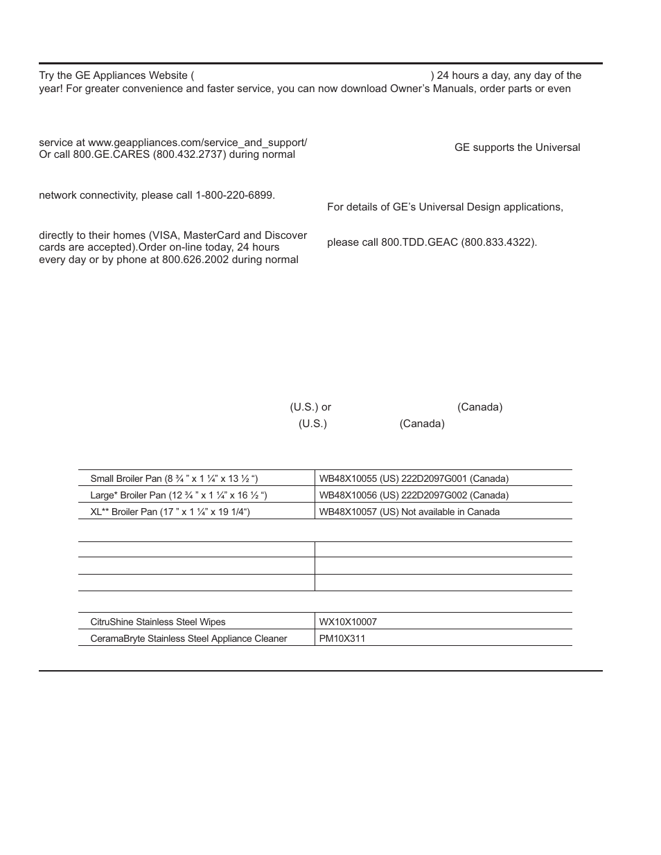 Assist ance / a c cessories | GE P2B940DEFWW User Manual | Page 9 / 64