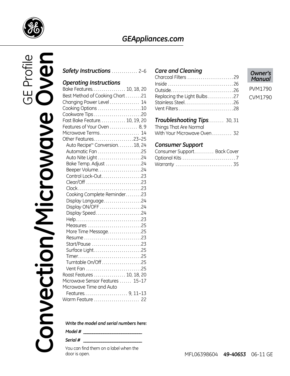 GE CVM1790SSSS User Manual | 76 pages