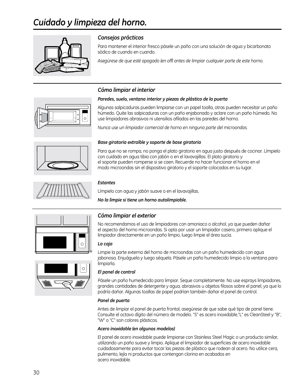 Cuidado y limpieza del horno, Consejos prácticos, Cómo limpiar el interior | Cómo limpiar el exterior | GE CVM1790SSSS User Manual | Page 66 / 76
