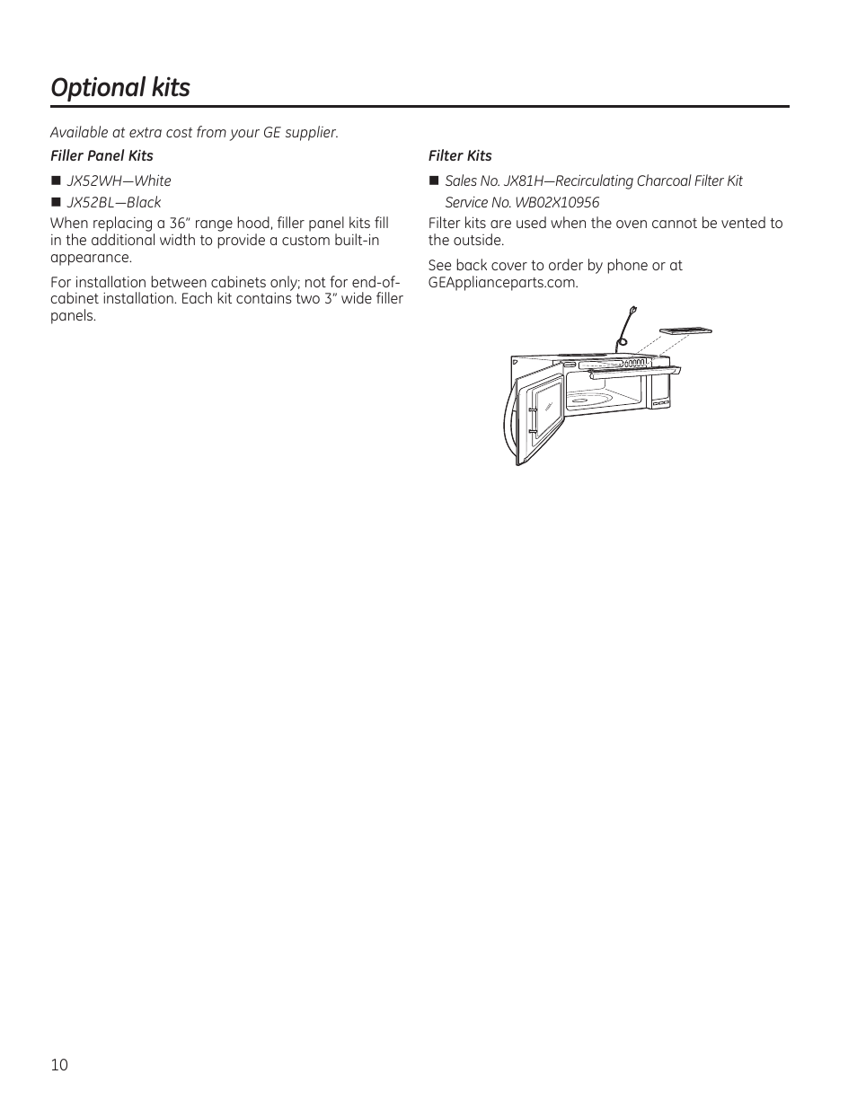 Optional kits | GE JVM7195RFSS User Manual | Page 10 / 60